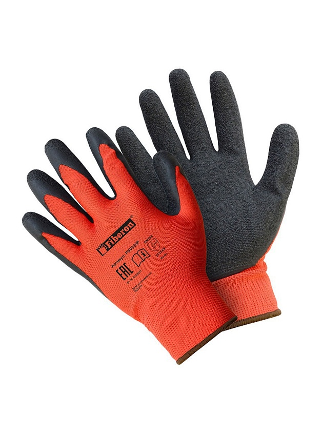 Перчатки «Надёжный захват: МОНТАЖ», полиэстер, текстурированное латексное покрытие, 9 (L) , Fiberon,