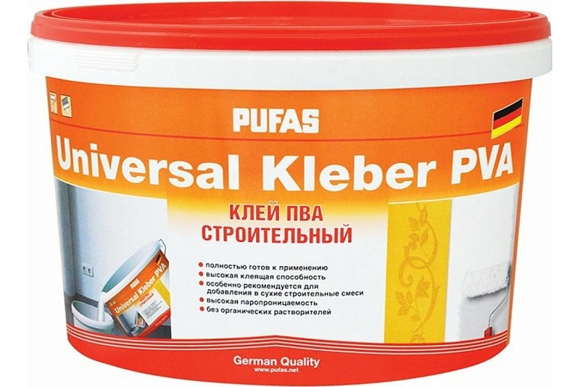 ПУФАС Клей ПВА Строительный Универсальный мороз. 10 кг