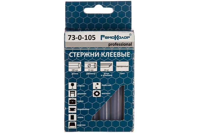 Стержни клеевые 11х 100 мм 12 шт (уп.) //Ремоколор